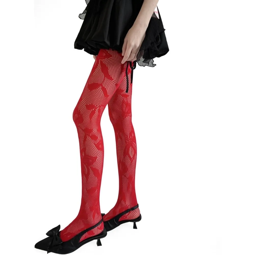 Fishnet Floral Bottomed Stockings Fashionable High-elastic Hollowed Out Jacquard Pantyhose Breathable Skinny Fit