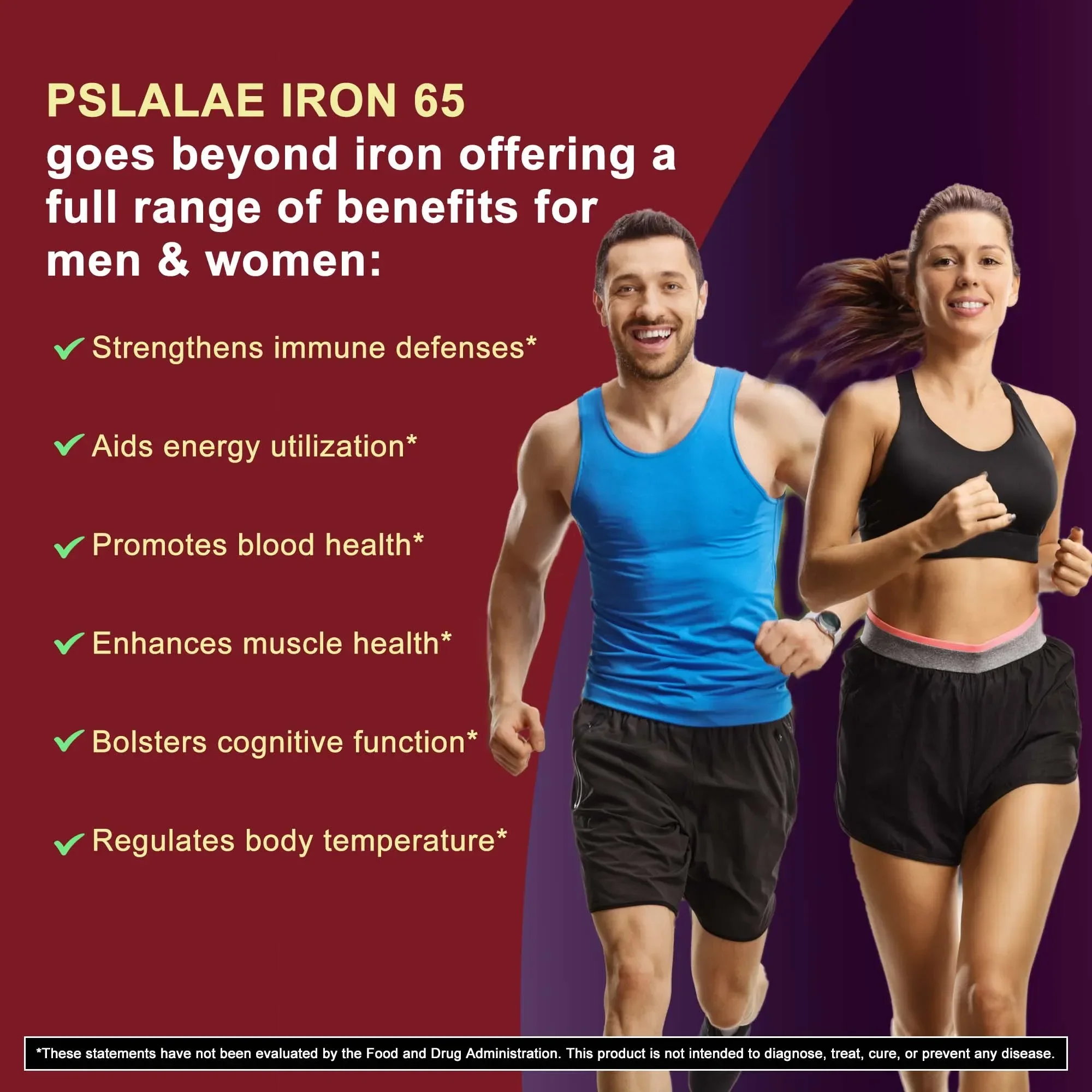 Iron Supplement 65 mg with Vitamin C - Maximized Absorption, Increase Energy, and Improve Immune Function Supplement