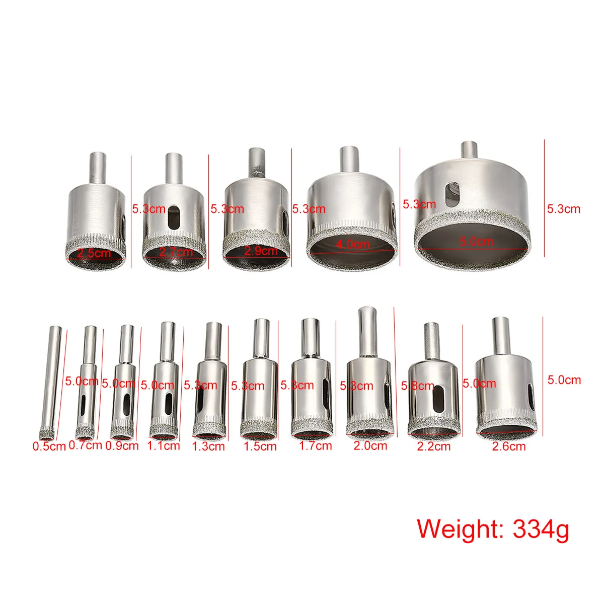 15pcs Set 6-50mm Diamond Glass Hole Opener Ceramic Marble Hole Opener Buddha Bead Rounding Polisher