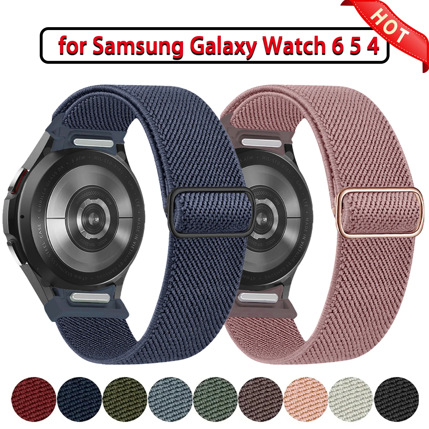 One Click No Gap Band For Samsung Galaxy Watch 6 5 4 40mm 44mm/5 pro 45mm Elastic Bracelet Galaxy watch6 classic 47mm 43mm strap