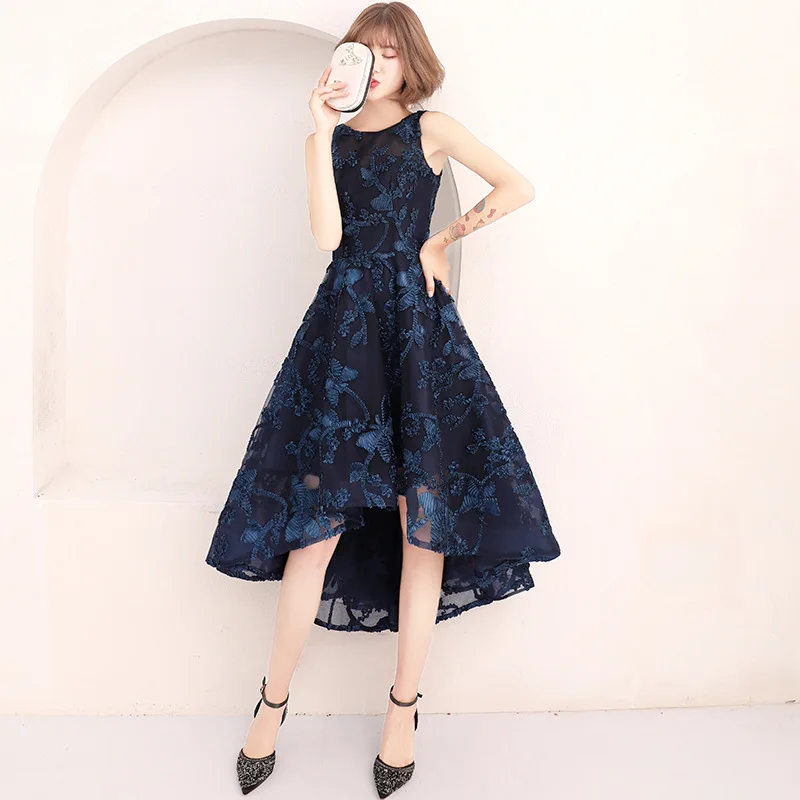 New Navyblue short front long back sleeveless lady girl women princess bridesmaid banquet party party dress gown New Navyblue short front long back sleeveless lady girl women princess bridesmaid banquet party party dress gown