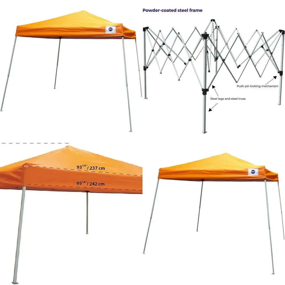 

Оранжевая палатка быстрого навеса с наклонной ножкой 10x10 без боковых стен