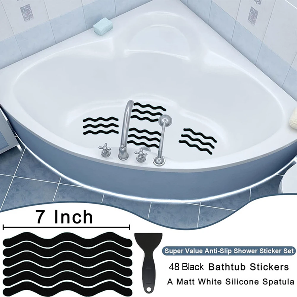 Stay Safe and Secure  Non Slip Stickers for Bathtub  Set of 48 with Strong Adhesion and Long Lasting Protection