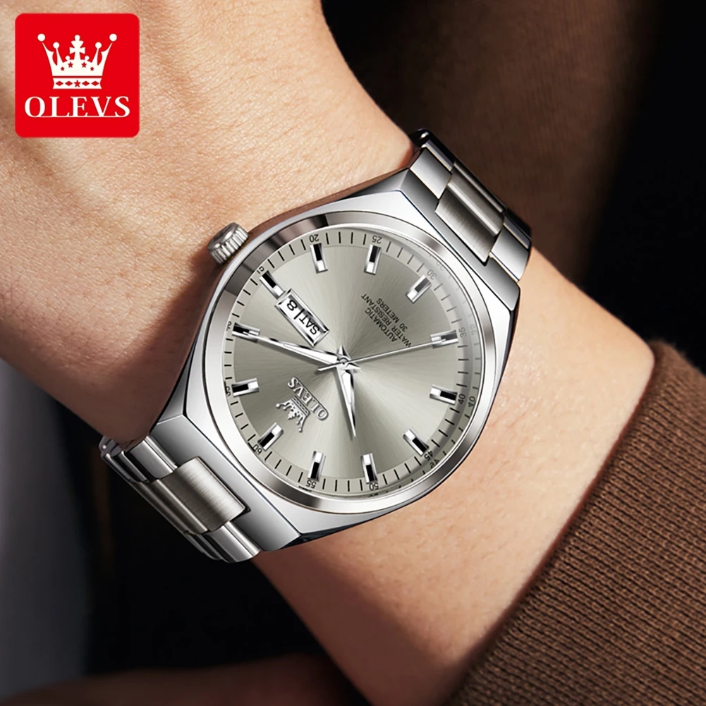 OLEVS 9907 Original Brand Watch for Men Auto Date Week Waterproof Luminous High Quality Stainless steel Man Wristwatches