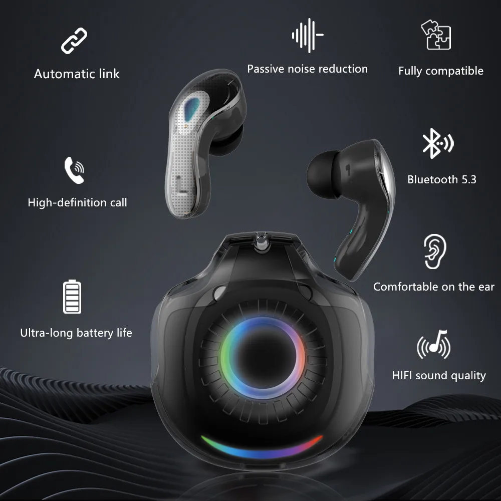 New Sweet Donut Earbuds Wireless Bluetooth Earphones High Battery Gradient Light High Beauty In Ear HIFI Sound Quality Headphone