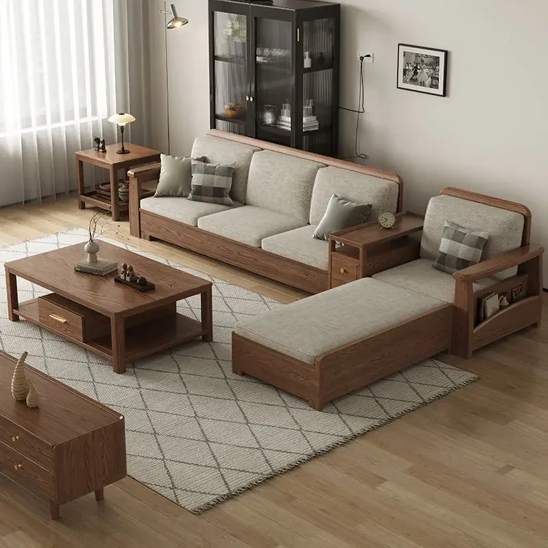 أريكة خشبية صلبة حديثة وبسيطة، وغرفة معيشة صغيرة، وتخزين الشتاء والصيف، والأميرة الزاوية #2