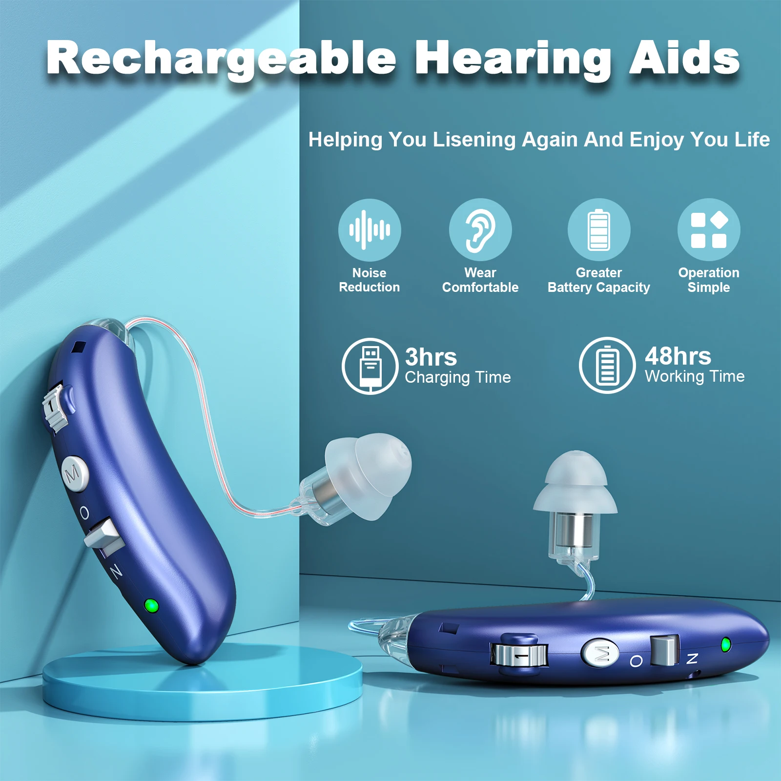 Audifonos Rechargeable Battery  new Cheap Price New Design BTE Invisible Mini Hearing Sound Amplifiers For Deaf Elderly