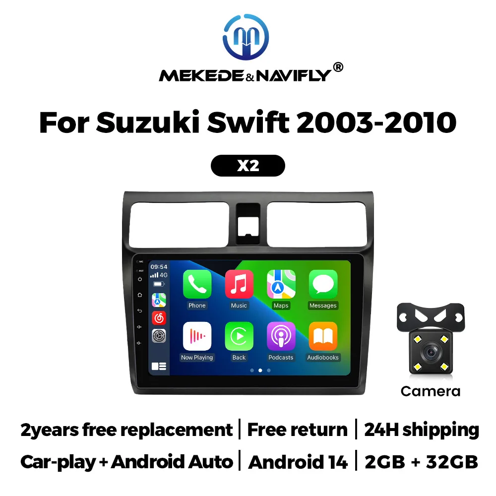 NaviFly 2 Din Draadloze Carplay Android Auto Autoradio Audio Voor Suzuki Swift 2003 2004 2005 2006 2007-2010 Multimedia Speler GPS