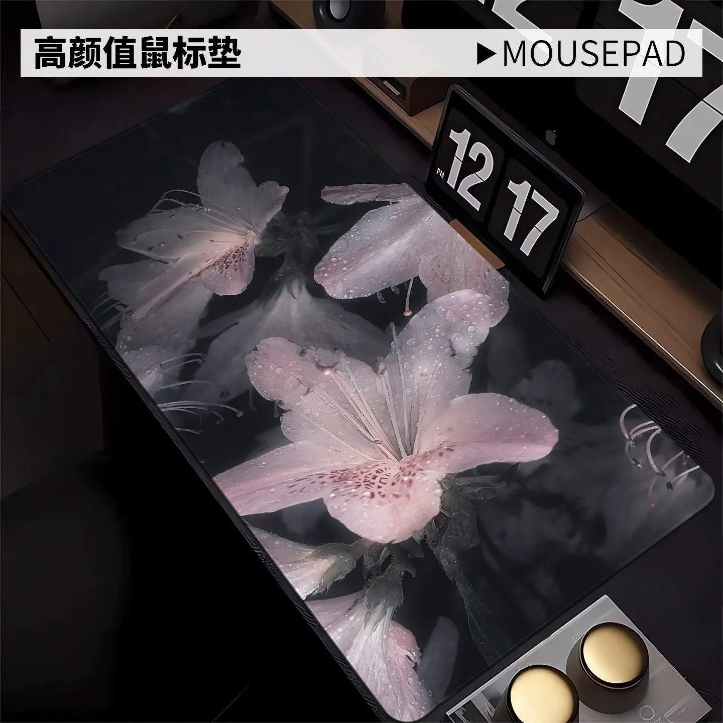 Chinese Ink Floral Aesthetic Sakura  PU Leather Mouse Pad Non-Slip Waterproof Mousepad Waterproof Anti-Slip Desk Mat PC Lapto