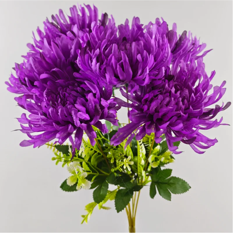 Künstliche Blumen, Chrysanthemensträuße, 7-köpfige Seidenblume für Hochzeit, Schreibtisch, Zuhause, Party, DIY, Dekoration, gefälschte Rosen, Blumenarrangements – Detail 5