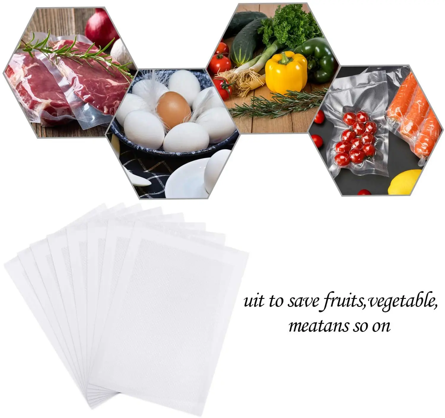 Bolsas al vacío de cocina, sellador al vacío para alimentos, máquina de embalaje, bolsa de almacenamiento de alimentos, accesorios de cocina sin BPA, 100 unids/lote