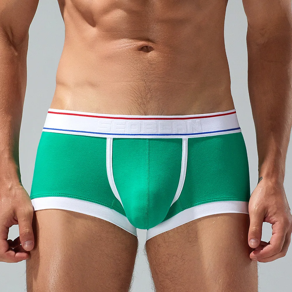 6-Color men's boxers cross-border trendy fan solid color cotton youth men's boxers wholesale 230209