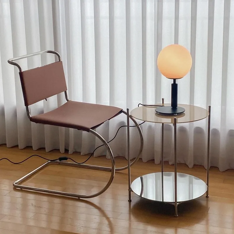 Modern Simple Bauhaus Office Chair Stainless Steel Back Support Minimalist Nordic Style Dining Chair