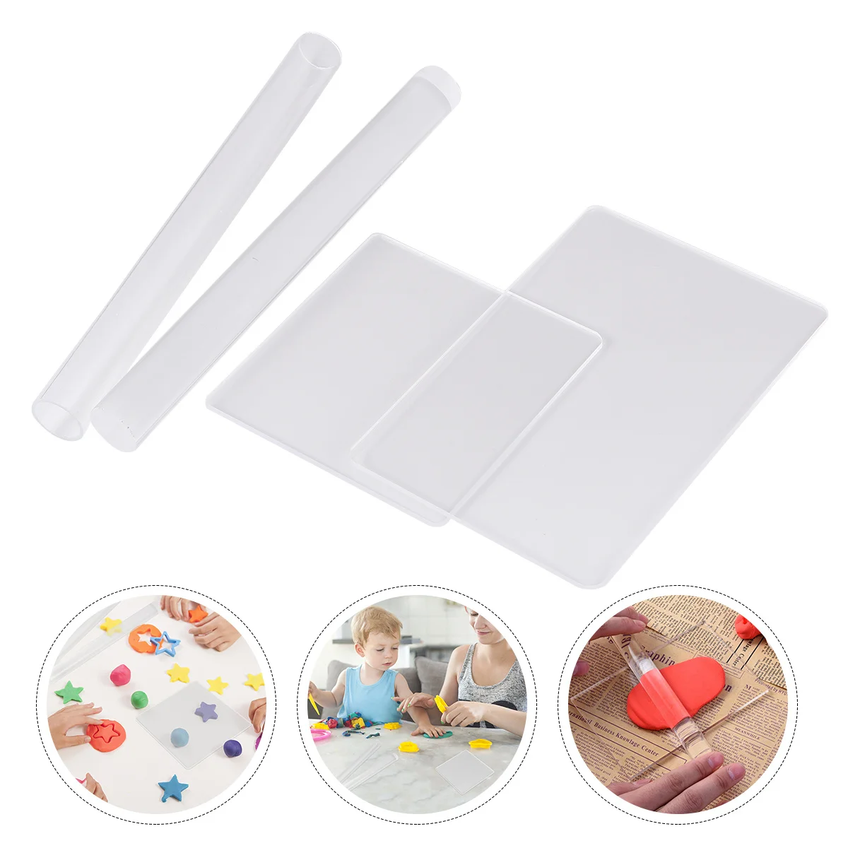 

4pcs Acrylic Clay Tools Set Rectangle U-Shaped Board Scratch Resistant Durable Polymer Clay Roller Kit For Molding Shaping Craft
