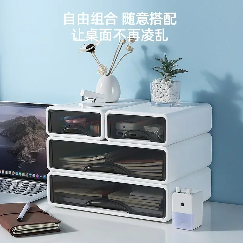 Desktop Storage Box A4 File Cabinet Large Drawer Cosmetics Dormitory Stationery Finishing Storage Desk Rack Desktop Organizer