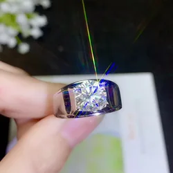 D Color Moissanite Ring for Man 0.5ct To 3ct VVS1 Grade Moissanite Man Ring 925 Silver Moissanite Jewelry