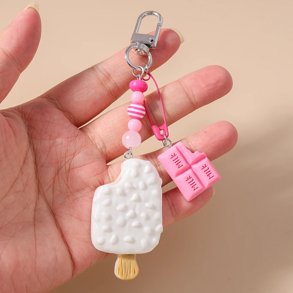 Aihua Niedlicher Eis am Stiel-Schlüsselanhänger, schöne Schokoladeneis-Schlüsselanhänger für Frauen und Mädchen, Simulation von Lebensmitteln, Handtaschen-Anhängern, Schmuck, Geschenke – Detail 6