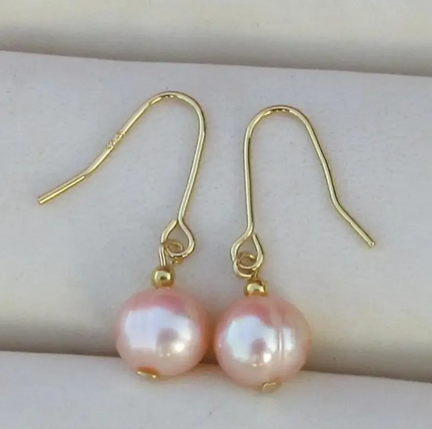 

new AA++ Genuine south sea pink pearl earring 14k/20 hook