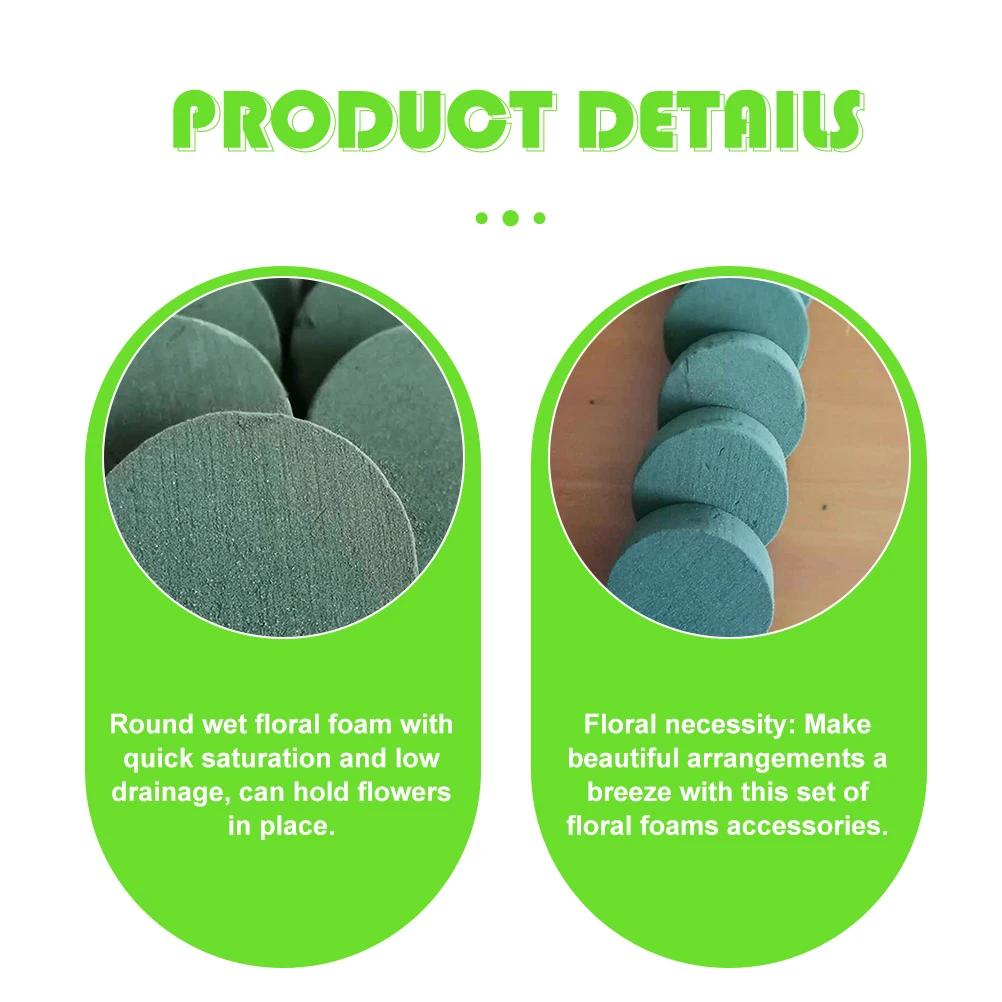 

8 Pcs Round Flower Mud Foam Blocks Easy Water Absorption for Wedding Birthday Arrangement Practical Safe Gardening Supplies