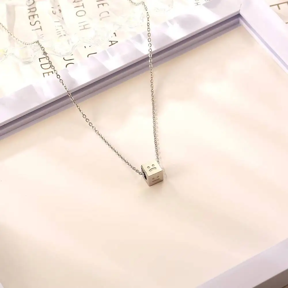 الفولاذ المقاوم للصدأ مكعب قلادة قلادة مجوهرات النساء هدية له #2