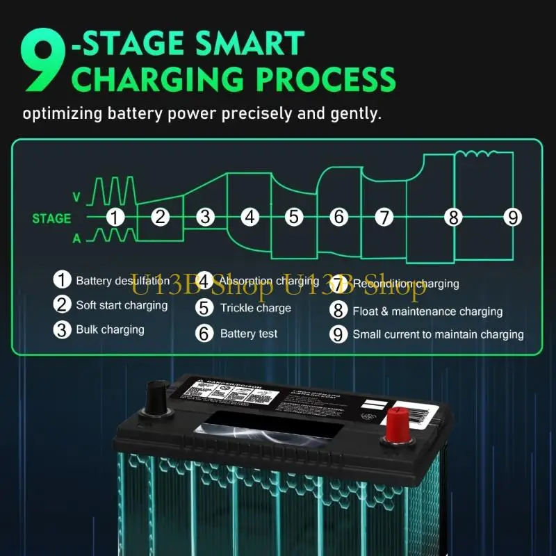 U13B 35A Automatique 12V 24V Car Chargeur batterie voiture avec reconditionnement d'impulsion