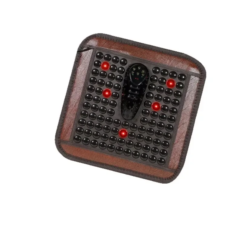 Photon-Energy Moxibustion Heating Seat Cushion Tourmaline-Infused Vibrating Massage Office Chair Pad Backrest Hip-Warming Mat