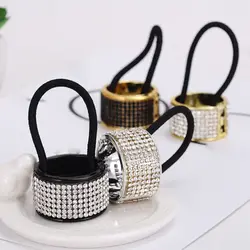 Elastic Punk Scrunchy Holders Pearl High Elasticity Ponytail Holder Crystal Gum Hairband Buckle Cuffs Hair Ring Headwear