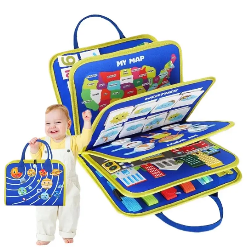 

Portable Preschool Learning Felt Board Children Felt Activity Board Fine Motor Skills Sensory Book For Travel Use Boys And Girls