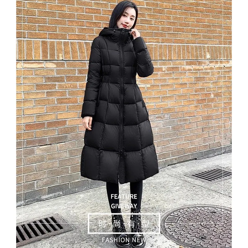 Mode Unten Baumwolle Mantel Weibliche 2026 Neue Winter Taille Lange Baumwolle Gefütterte Jacke Frauen Parkas Verdickt Outwear Mit Kapuze Over