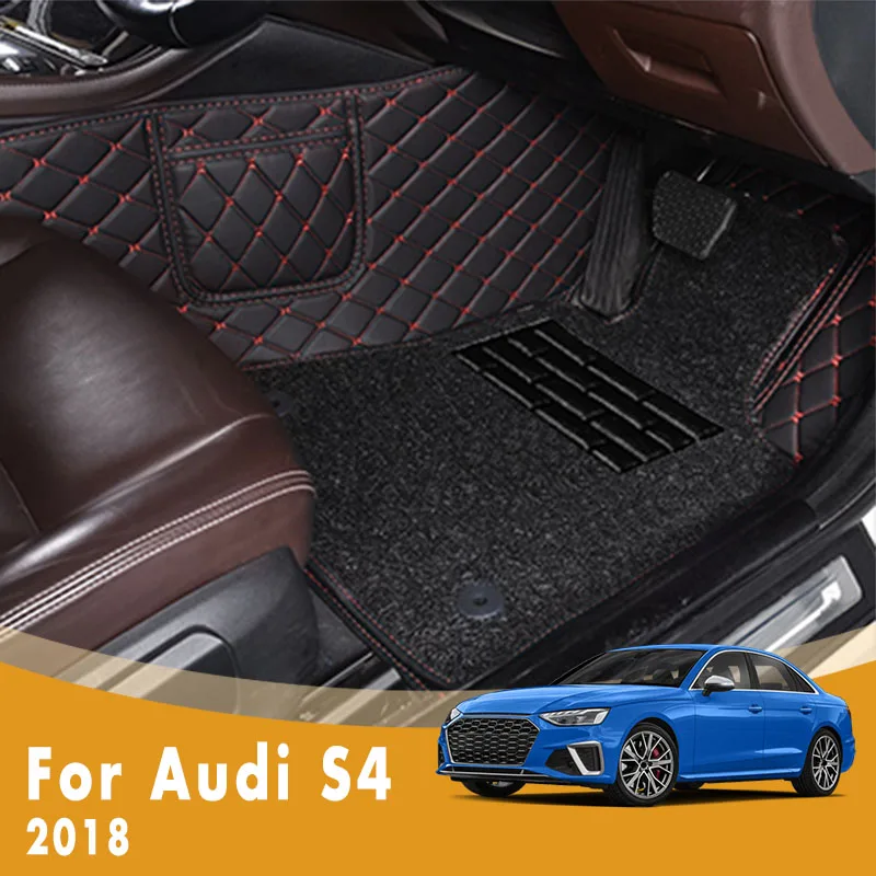 

RHD Car Floor Mats For Audi S4 2018 Luxury Double Layer Wire Loop Custom Foot Pads Car Styling Carpets Covers Auto Accessories