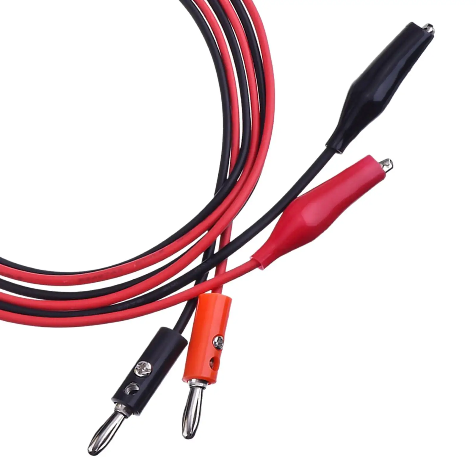 قابس الموز إلى خط اختبار الطاقة بمشبك التمساح، 2 قابس باللونين الأحمر والأسود إلى مشبكين، بطول 1 متر