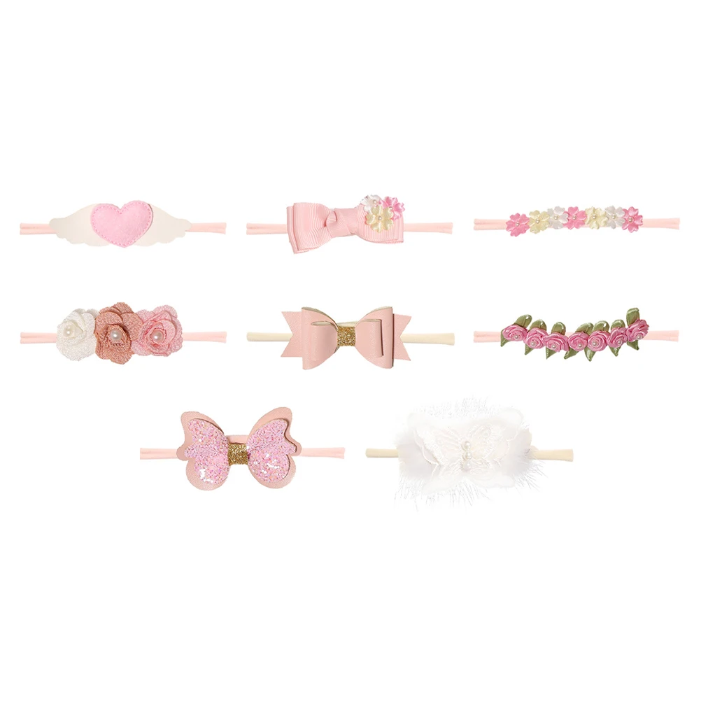 

8 Pcs Baby Bow Headband Newborn Toddler Hair Accessories Girls PU Combs Cotton Lovely Design Gift Birthday