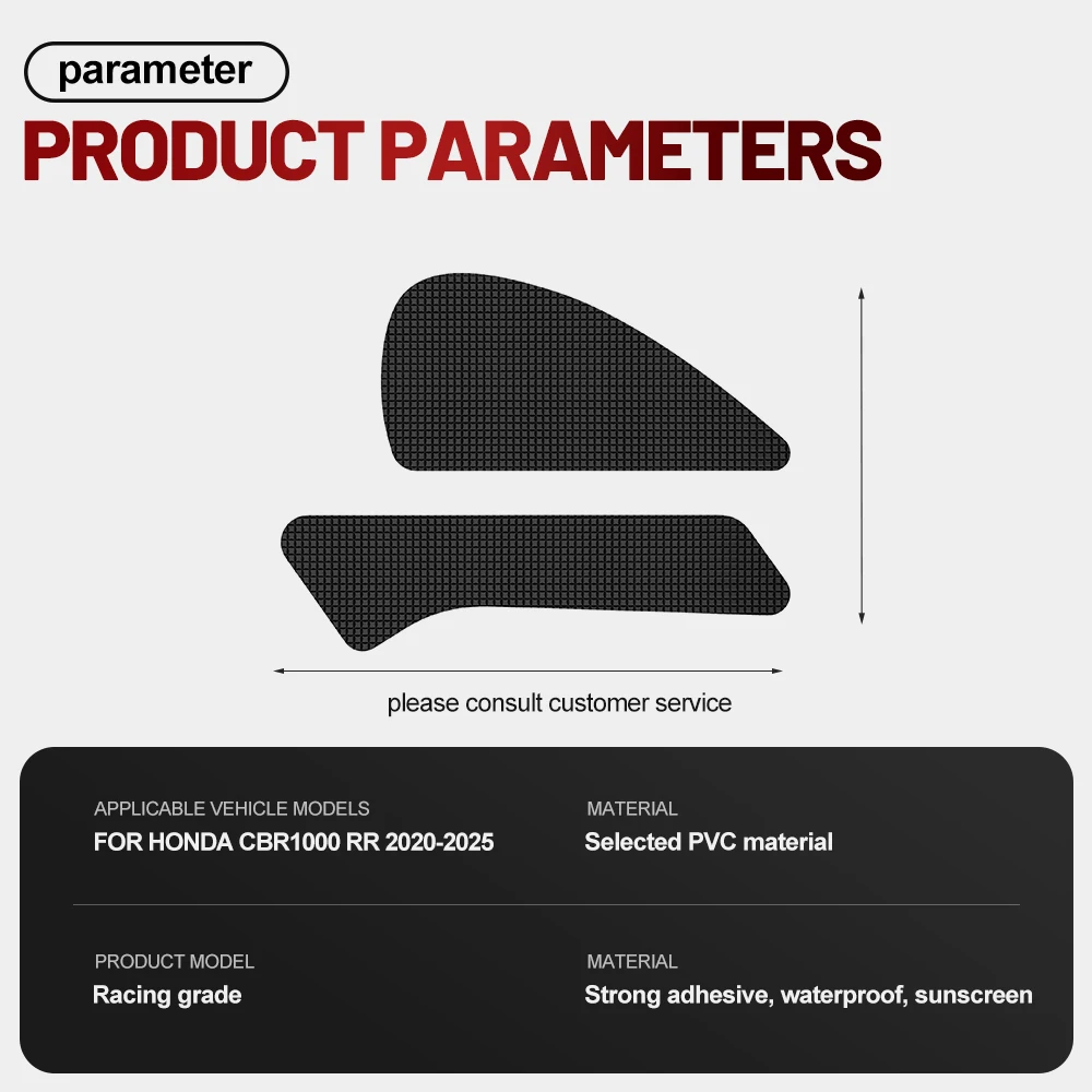 Silicone anti-slip fuel tank sticker side sticker set for Honda CBR1000RR 2020-2025 motorcycles.