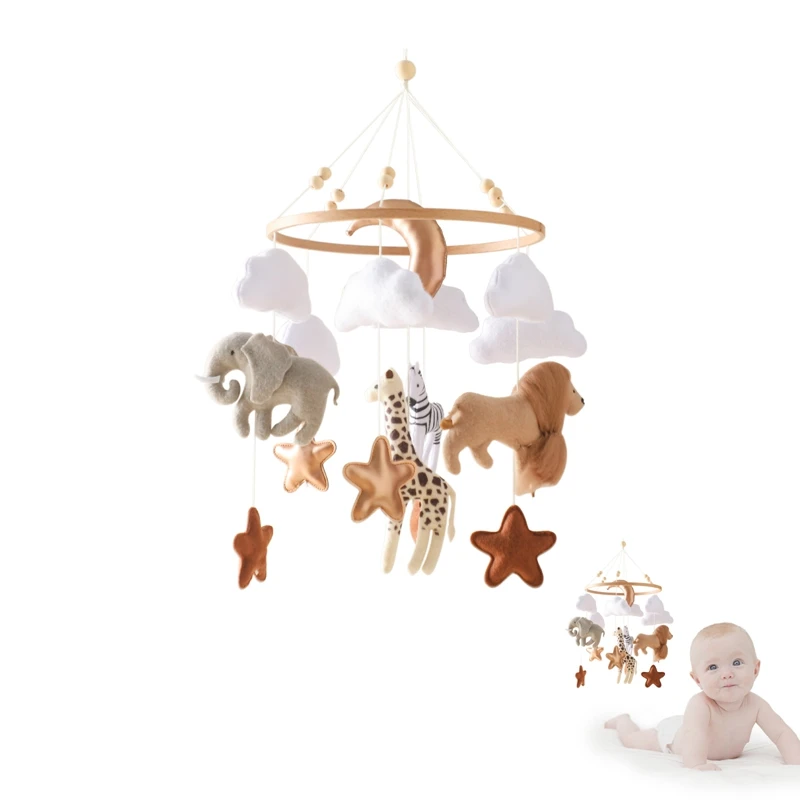 Baby Rammelaar Speelgoed Bed Bel Houten Mobiele Beugel Dierentuin Thema Pasgeboren Bed Bel Opknoping Speelgoed Wieg Beugel Baby Ring De Bel Speelgoed Cadeau