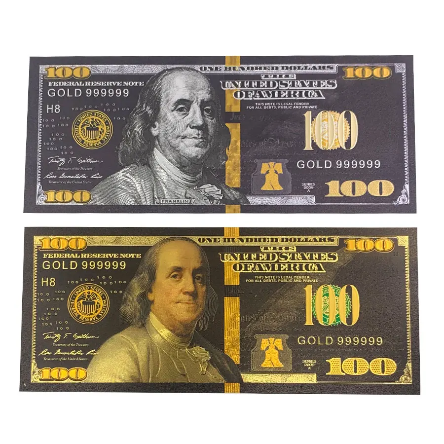 Oro 100 dollari oro nero USD 100 banconota colore argento colorato per collezione souvenir