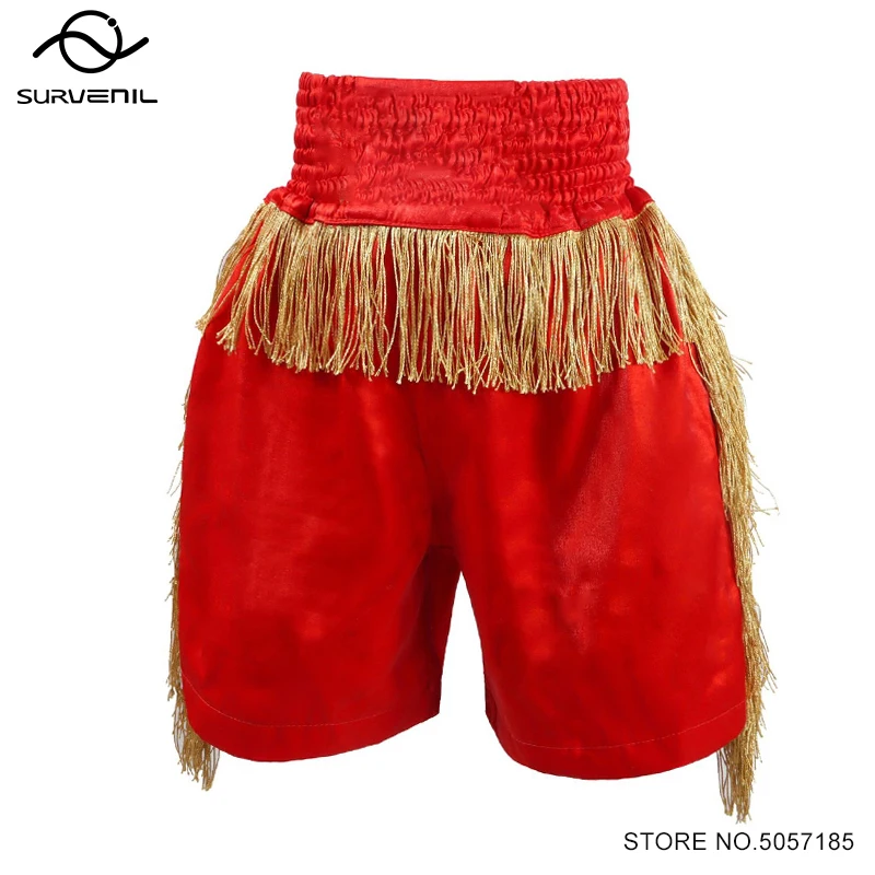 

Boxing Shorts Tassels Muay Thai Pants Men Women Child High Grade Martial Arts Combat MMA Trunks Cage Fighting Kickboxing Shorts