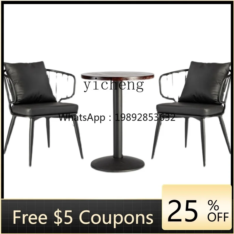 

ZZ ZK Home Leisure Armchair Industrial Style Coffee Shop Barbecue Hot Pot Restaurant Soft Bag Dining Table and Chair
