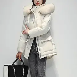 Fur Parka Cotton Padded Big Fur Collar Down Winter Women Jacket Warm Parkas Women Outerwear Thicken Snow Wear Padded Clothes