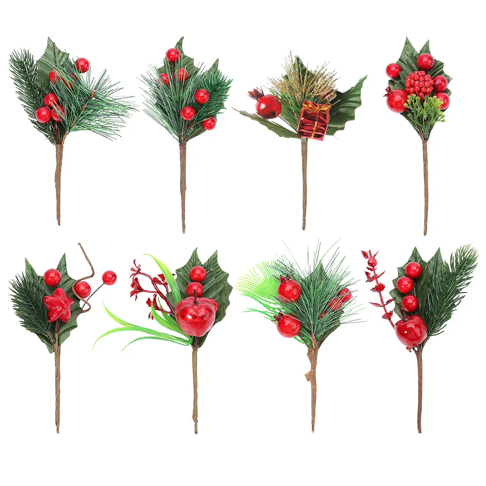 

8Pcs Xmas Berry Branches Premium Material Eco Friendly Colors Eye Catching Craft Supplies Artificial Berry Branches