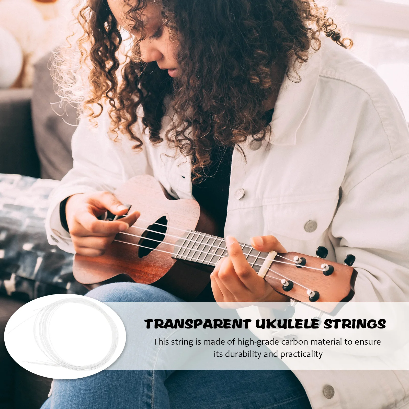 

4pcs Ukulele Carbon Material Durable Music Instrument Accessories Wire For String Replacement Instrument Parts Accessories