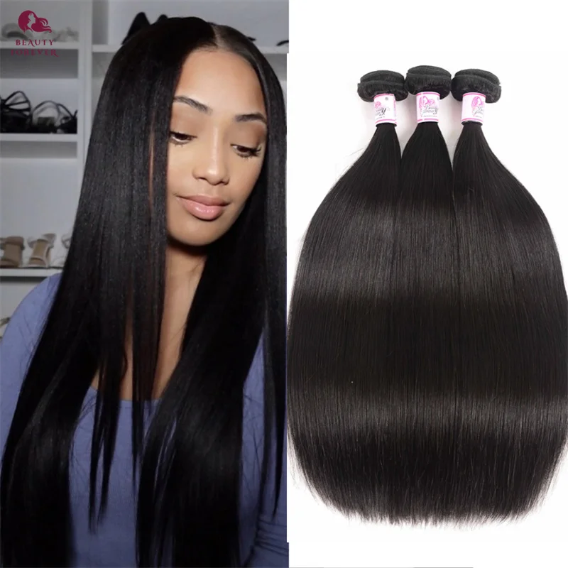 

Beauty Forever 3 Bundles Peruvian Straight Hair Weaves 100% Raw Virgin Human Hair Weft 8-30inch Natual Color