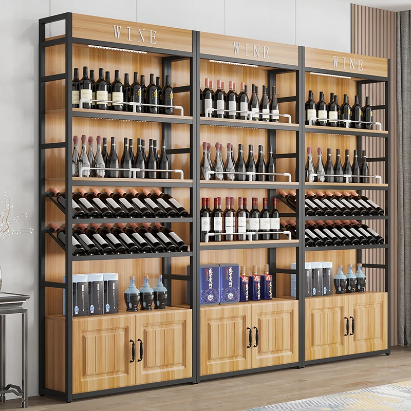

Home Bar Cabinet Open Wine Rack Display Outdoor Hanging Accessories Whiskey Antique Showcase Vetrina Esposizione Bar Furniture