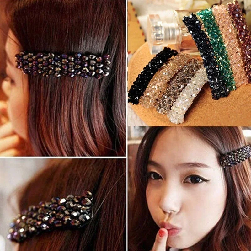 Women's Creative Delicate Fashion Bling Headwear Handmade Full Crystal Hair Clip Barrette Hairpin Accessories for Creative Gifts