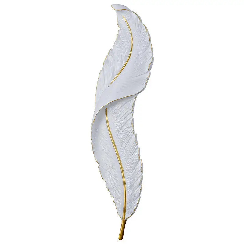 Luxury Wall Lamp Feather Home Decor Living Room Background Wall Hanging Light Hotel Villa Painting Resin Modern Art Lamp