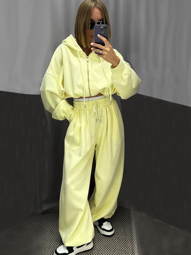 

Doyerl Solid Sport Casual Tracksuit Woman 2 Piece Set Outfit Workout Long Sleeve Zipper Hooded Top and Sweatpants Joggings Femme