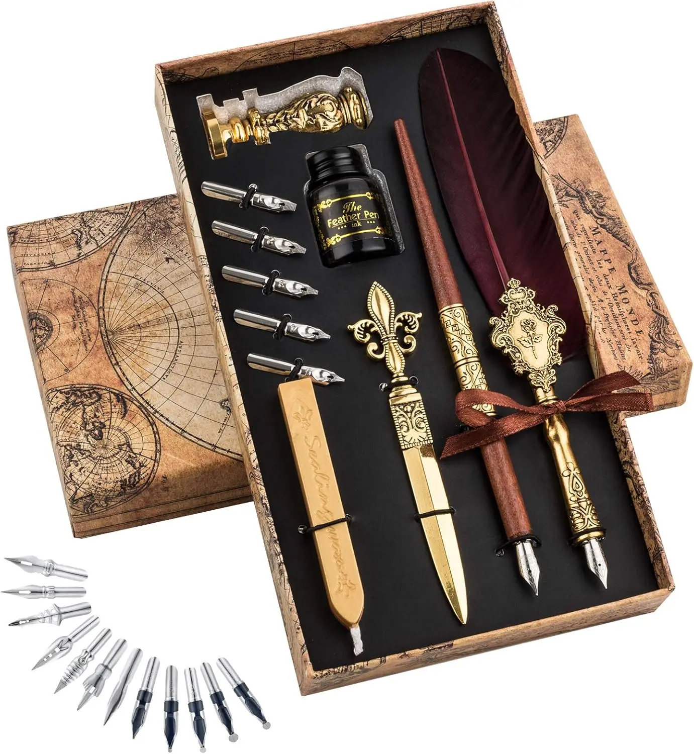 

Feather Pen and Ink Set for Calligraphy, Quill Pens Fountain Dip Pen Writing