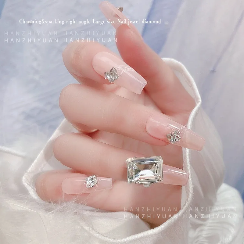 5 pçs prego strass encantos cristal diamante 10*14 vidro retangular prego jóias de diamante