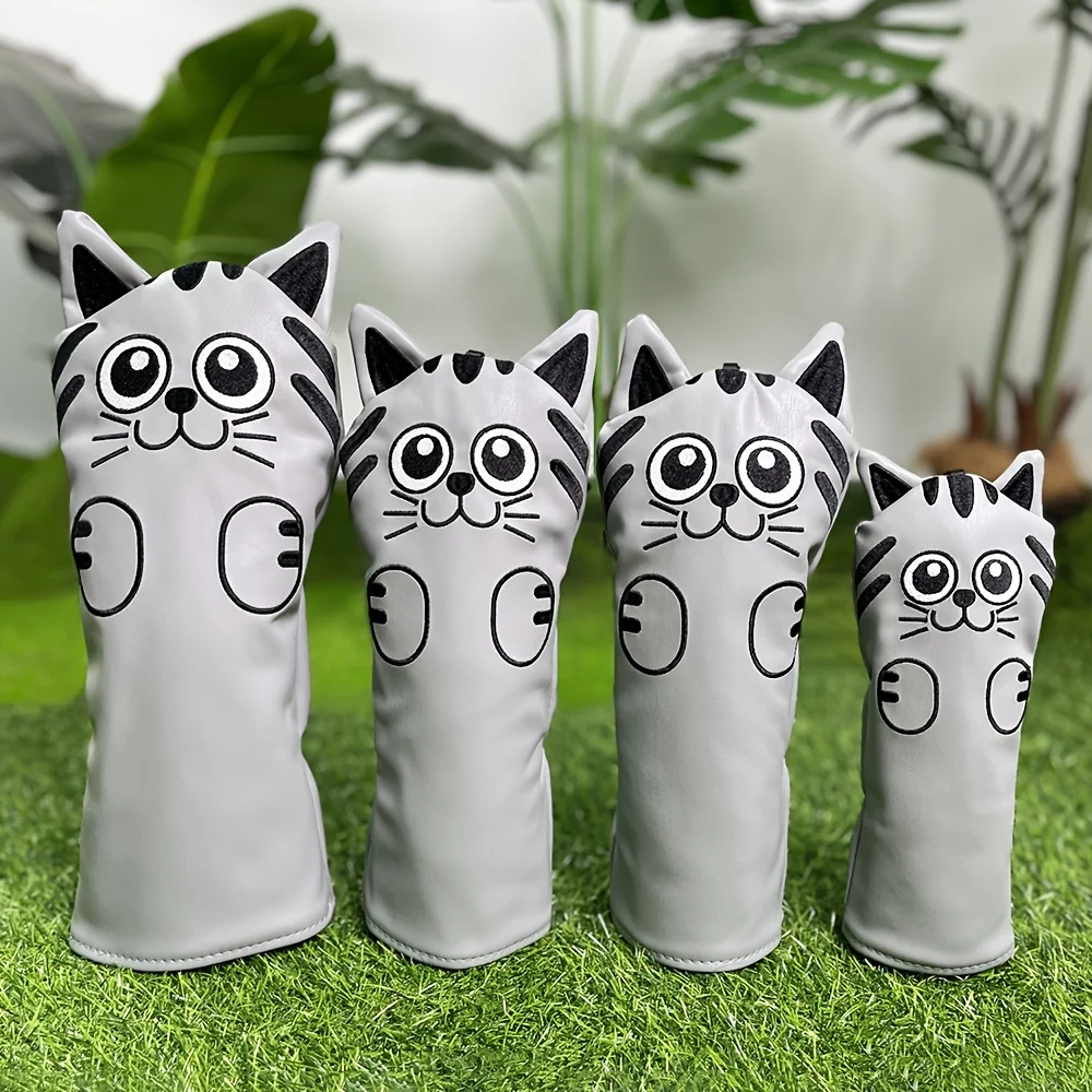 Cute Cat Golf Club Head Cover - Adorable Feline Face with Eyes & Nose, Dust-Proof Club Protector, Compatible with All Golf Clubs