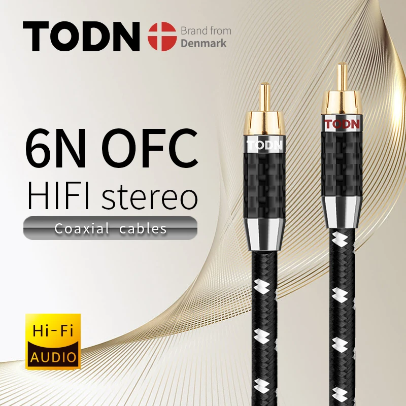 TODN Digital Audio Coaxial Cable 75Ωhigh end Rca to Rca Male Stereo Cable Speaker Hifi Subwoofer Cable AV TV