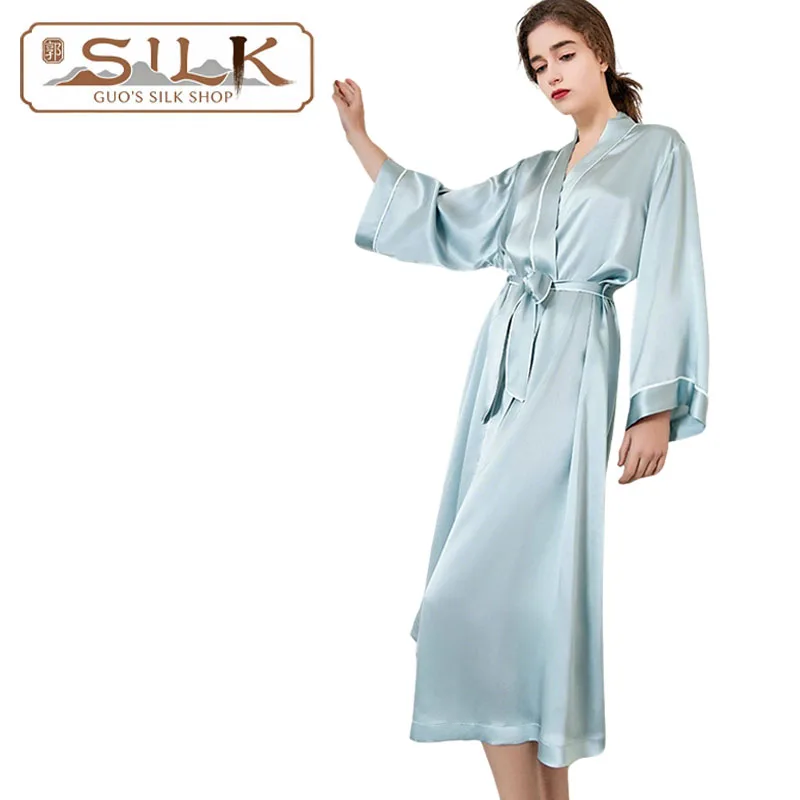 

Натуральное шелковое женское платье - Элегантное повседневное платье с длинными рукавами для комфортного и прохладного ношения весной и летом